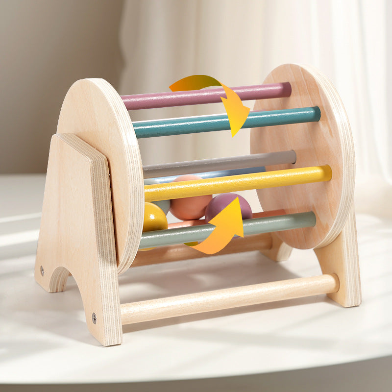 Teaching Aids Rolling Drum Wooden Rainbow Wooden Drum Baby Puzzle