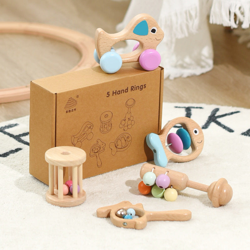Wooden Baby Colored Five Piece Toy Set