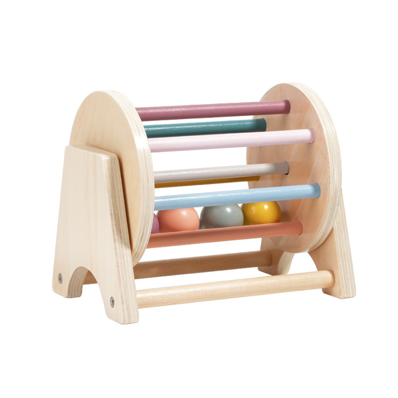 Teaching Aids Rolling Drum Wooden Rainbow Wooden Drum Baby Puzzle
